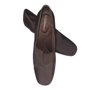 George ComfortStart Womens Brown Wedge Pumps Satin Slip On Shoes Size 8.5